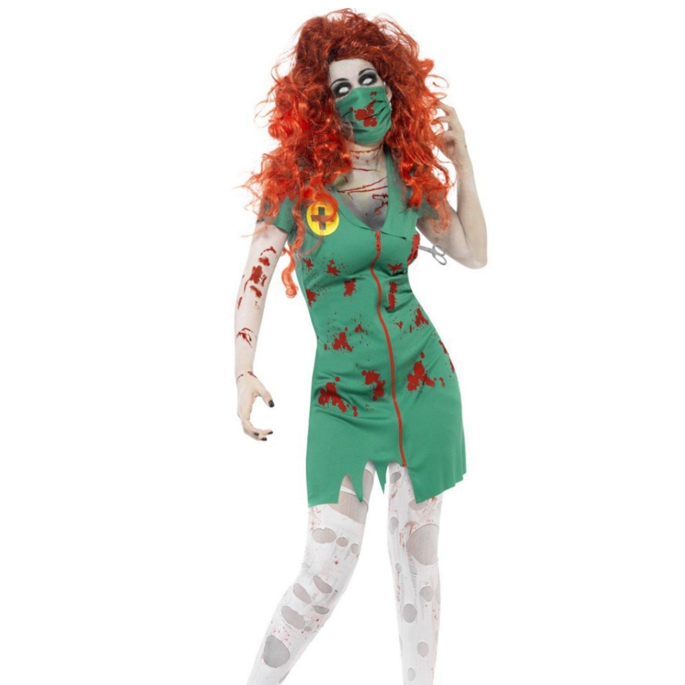 Zombie Nurse Costume Adult Medical Uniform Halloween Costume with Blood Effects